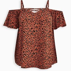 NWT Torrid Leopard Print Cold Shoulder Top